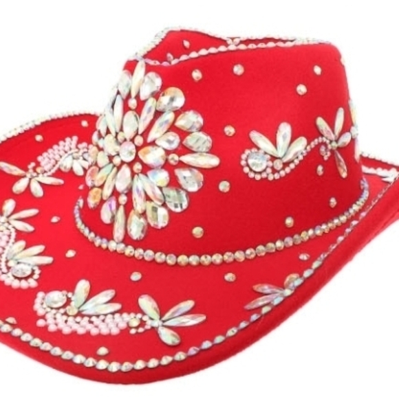 Beloved Millinery Stunning Red Rhinestone Embellished Women\'s Western Cowboy Hat main image 4
